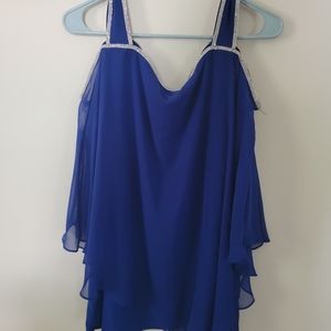 MSK rhinestone cold shoulder top